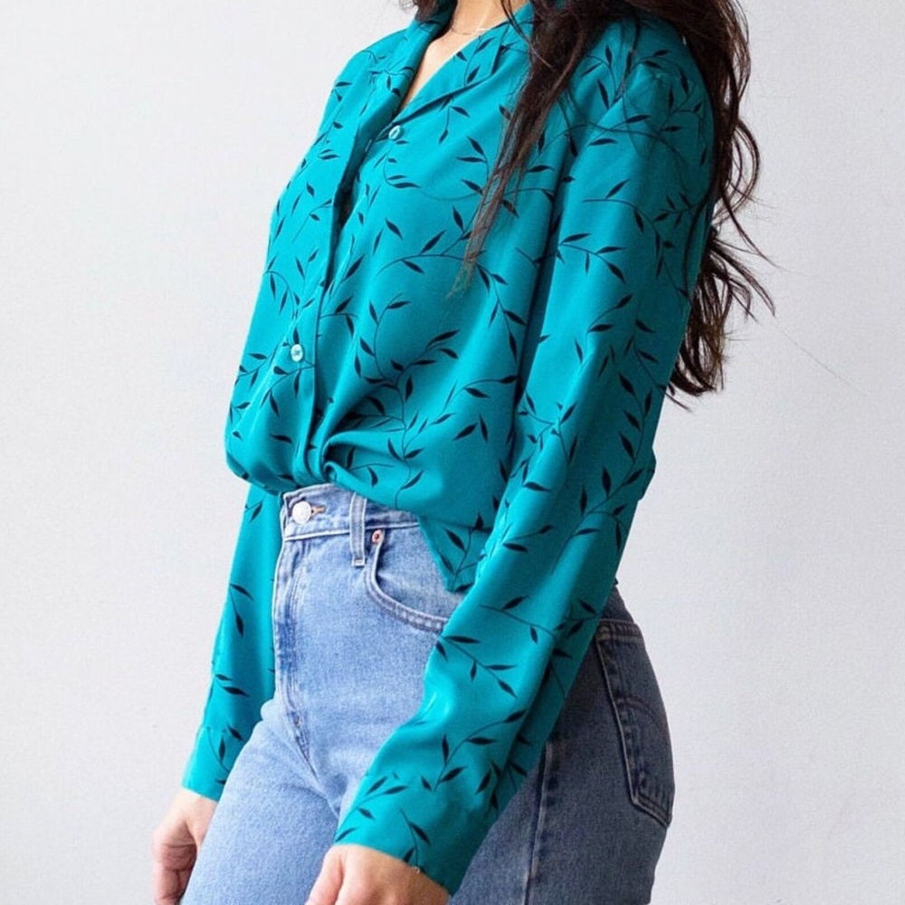 Vintage Floral Vine Print Blouse